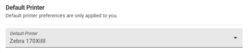 Default Printer setting on the My Profile page